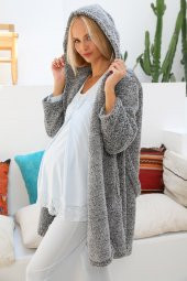 MOMMYSH® 55707 Mystery Welsoft Sabahlıklı Dantel Kenar Lohusa Pijama Takımı - 1