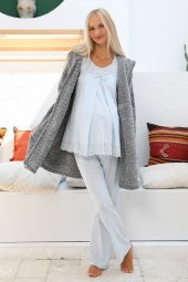 MOMMYSH® 55707 Mystery Welsoft Sabahlıklı Dantel Kenar Lohusa Pijama Takımı - 3
