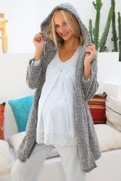 MOMMYSH® 55707 Mystery Welsoft Sabahlıklı Dantel Kenar Lohusa Pijama Takımı - 5