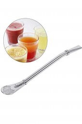 Paslanmaz Çelik Süzgeçli Pipet Kaşık - 1
