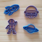 Astronot Set 4'lü  Kek Kurabiye Oyun Hamuru Kalıbı thumbnail 1