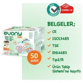 Evony Kids Yumuşak Elastik Kulaklı 3 Katlı Cerrahi Maske 50'li - 6