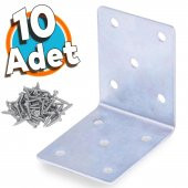 Mobilya Duvar Raf Dolap Köşe Bağlantı Sabitleme L Demir Köşebent Metal Gönye 50x50x40 mm (10 ADET) - 1