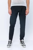 Erkek Regular Fit Fermuarlı ve Bağcıklı Bürümcük Kumaş Rahat Jogger Pantolon - 1