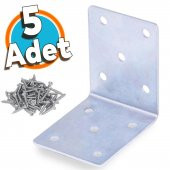 Mobilya Duvar Dolap Raf Köşe Bağlantı Sabitleme L Demir Köşebent Metal Gönye 50x50x40 mm (5 ADET) - 1