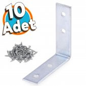 Mobilya Duvar Dolap Raf Köşe Bağlantı Sabitleme L Demir Köşebent Demir Gönye 45x45x15 mm (10 ADET) - 1