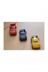 Özel 3 Lü Set Cars Şimşek Mcqueen Jackson Storm Dinoco Metal Çek Bırak Araba - 1
