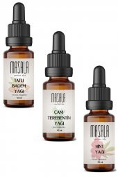 Masala Tatlı Badem Yağı + Çam Terebentin Yağı + Hint Yağı 3 X 50 ml - 1
