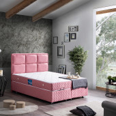 Setay Grand Çift Kişilik Baza Başlık Ortho Soft Ortopedik Yatak Seti, Pembe - 1