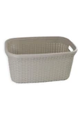 Bej, Hasır Desenli Plastik Çamaşır Selesi - 25x35x53cm thumbnail 3