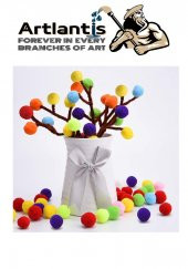 Ponpon 10 mm 100 Lü 1 Paket Karışık Renk Pon Pon 10 mm Pompom 1 cm Elişi Etkinliği Anasınıfı Kreş Okul Öncesi Pom Pom - 3