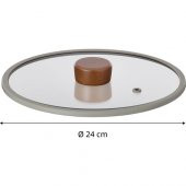 Neoflam Fika 24CM Düz Silikon Çerçeveli Cam Kapak Gri - 1