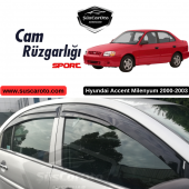 Hyundai Accent Milenyum 2000-2003 Uyumlu Mugen Cam Rüzgarlığı Seti Piano Black 4lü İthal - 1