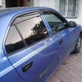 Hyundai Accent Milenyum 2000-2003 Uyumlu Mugen Cam Rüzgarlığı Seti Piano Black 4lü İthal - 2