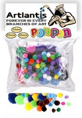 Ponpon 10 mm 20 mm 30 mm 85 li Set 1 Paket Karışık Renk Pon Pon 1 cm 2 cm 3 cm Pompom Elişi Etkinliği Anasınıfı Kreş Okul Öncesi Pom Pom - 1