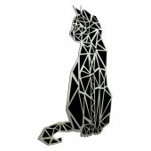 Veraart Aynalı Geometrik Kedi Ahşap Katmanlı Duvar Dekoru 40 cm - 10