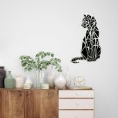 Veraart Aynalı Geometrik Kedi Ahşap Katmanlı Duvar Dekoru 60 cm - 5