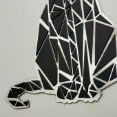 Veraart Aynalı Geometrik Kedi Ahşap Katmanlı Duvar Dekoru 60 cm - 7