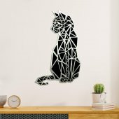 Veraart Aynalı Geometrik Kedi Ahşap Katmanlı Duvar Dekoru 80 cm - 1