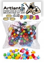 Simli Ponpon 10 mm 20 mm 30 mm 85 li Set 1 Paket Karışık Renk Pon Pon 1 cm 2 cm 3 cm Pompom Elişi Etkinliği Anasınıfı Kreş Okul Öncesi Pom Pom - 1