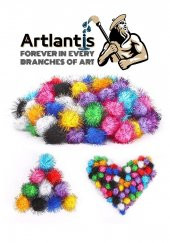 Simli Ponpon 10 mm 20 mm 30 mm 85 li Set 1 Paket Karışık Renk Pon Pon 1 cm 2 cm 3 cm Pompom Elişi Etkinliği Anasınıfı Kreş Okul Öncesi Pom Pom - 2