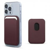 Apple iPhone Manyetik Deri Cüzdan MagSafe Mor - 1