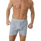 Sedef Yıldızı Erkek Penye Desenli Boxer Yüzde Yüz Pamuklu 1012 - 1
