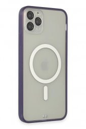Apple iPhone 11 Pro Max için Magsafe ile uyumlu Kılıf Lensli Mat Kenar Renkli Kapak - 2