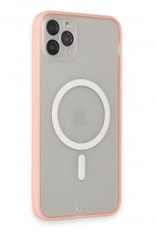 Apple iPhone 11 Pro Max için Magsafe ile uyumlu Kılıf Lensli Mat Kenar Renkli Kapak - 3