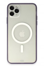 Apple iPhone 11 Pro Max için Magsafe ile uyumlu Kılıf Lensli Mat Kenar Renkli Kapak - 10