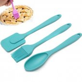 1 Slikon Spatula +1 Adet Slilkon Yumurta Fırçası + 1 Adet kaşık 3lü Mutfak Set - 1
