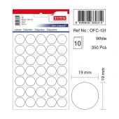 Tanex Ofis Etiketi Poşetli Yuvarlak 19 Mm Beyaz Ofis Etiketi 5 Yaprak (10 Lu Paket) - 1