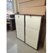 KASER 6 KAPAKLI KİLİTLİ KAHVE KREM METAL AYAKKABILIK - 3