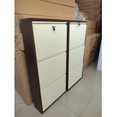 KASER 6 KAPAKLI KİLİTLİ KAHVE KREM METAL AYAKKABILIK - 4