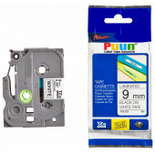 Puun Brother P-Touch TZE-221 9mm x 8m Beyaz Üzerine Siyah Muadil Laminasyon Etiket Şeridi - 1