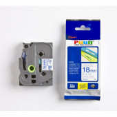 Puun Brother P-Touch TZE-243 18MM x 8m Beyaz Üzerine Mavi Muadil Laminasyon Etiket Şeridi - 1