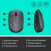 LOGITECH M170 USB SİYAH KABLOSUZ MOUSE 910-004642 - 7