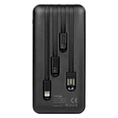 POWERWAY TX108 10000 MAH SİYAH GÖSTERGELİ EKSTRA KABLOLU 4 ÇIKIŞLI POWERBANK - 5