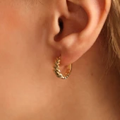 Altın Halka Küpe 1.5 cm Badem Form thumbnail 2