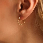 Altın Halka Küpe 1.5 cm Gurmet Form - 2