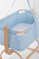 Babycom Vega Naturel Ahşap Sallanır Beşik - Mavi - 1