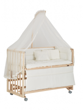 Baby Tech Extra Boyasız 60x120 Lüx Anne Yanı Tekerlekli Beşik + Uyku Seti - 1