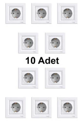 Schneider Asfora Beyaz Sıva Altı Topraklı Priz - 10 ADET Çerçeveli thumbnail 1