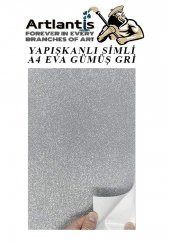 Yapışkanlı Simli Eva Gümüş A4 20x30 5 Adet 1 Paket Hobi Okul Öncesi Kreş Anasınıfı Eva Yapışkanlı Simli 20*30 - 2