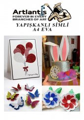 Yapışkanlı Simli Eva Beyaz A4 20x30 5 Adet 1 Paket Hobi Okul Öncesi Kreş Anasınıfı Eva Yapışkanlı Simli 20*30 - 4