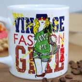 Veraart Vintage Fashion Girl Beyaz Silindir Kupa - 2