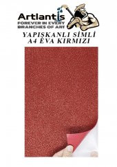 Yapışkanlı Simli Eva Kırmızı A4 20x30 5 Adet 1 Paket Hobi Okul Öncesi Kreş Anasınıfı Eva Yapışkanlı Simli 20*30 - 2