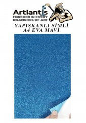 Yapışkanlı Simli Eva Mavi A4 20x30 5 Adet 1 Paket Hobi Okul Öncesi Kreş Anasınıfı Eva Yapışkanlı Simli 20*30 - 2