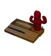 Kayigo Woody Üçlü Ofis Seti Açık Kahverengi - Kırmızı Kaktüs thumbnail 1