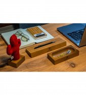 Kayigo Woody Üçlü Ofis Seti Açık Kahverengi - Kırmızı Kaktüs thumbnail 3